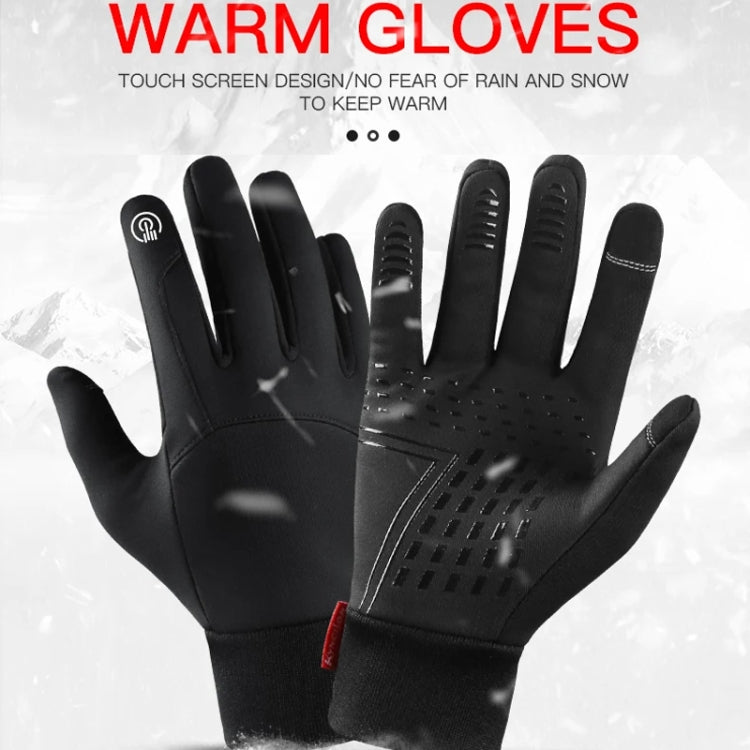 Kyncilor Waterproof Cycling Warm Gloves Two-finger Touch Screen Ultra-soft Velvet Outdoor Gloves, Size: XL