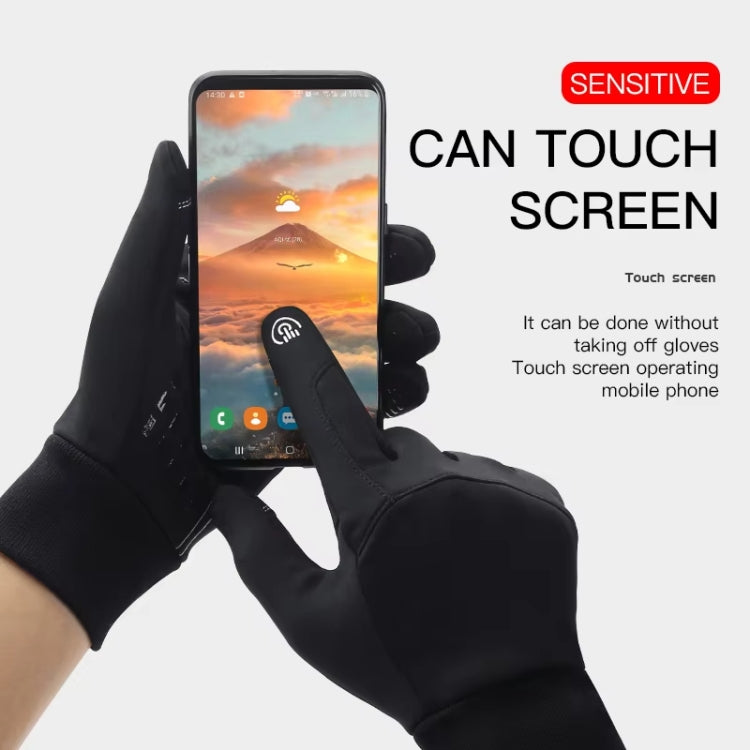 Kyncilor Waterproof Cycling Warm Gloves Two-finger Touch Screen Ultra-soft Velvet Outdoor Gloves, Size: XL