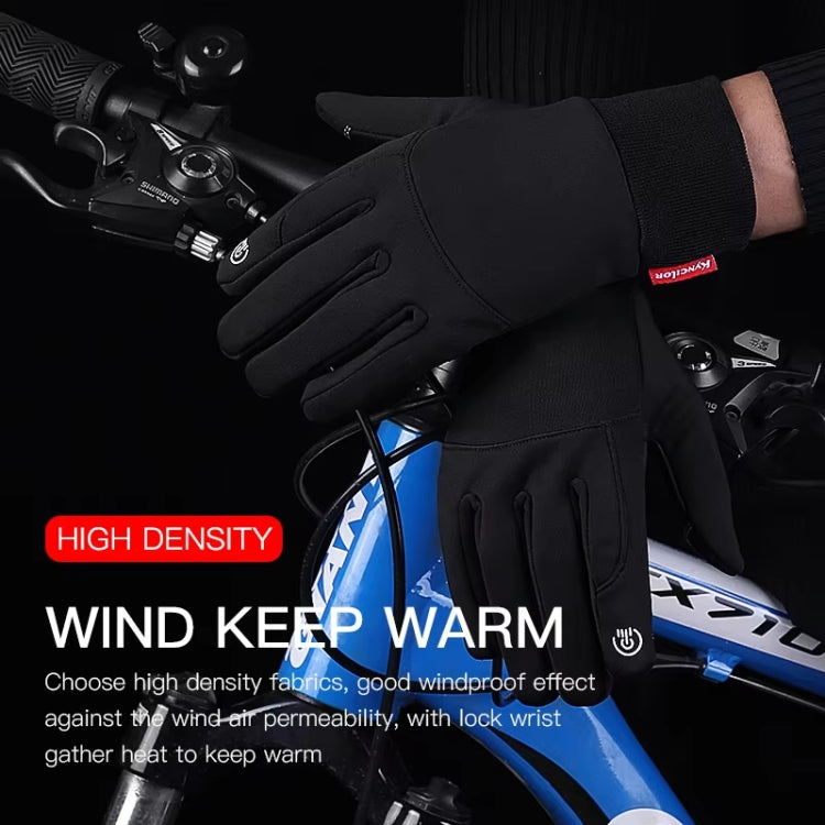 Kyncilor Waterproof Cycling Warm Gloves Two-finger Touch Screen Ultra-soft Velvet Outdoor Gloves, Size: XL