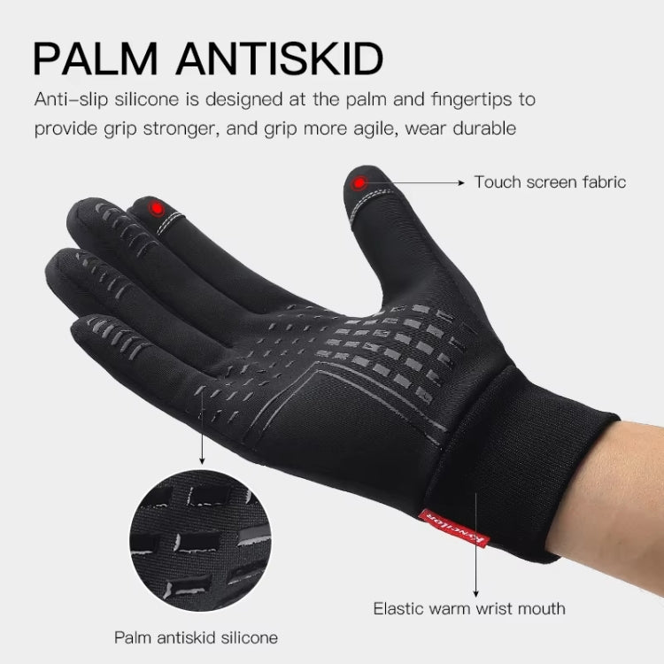Kyncilor Waterproof Cycling Warm Gloves Two-finger Touch Screen Ultra-soft Velvet Outdoor Gloves, Size: M