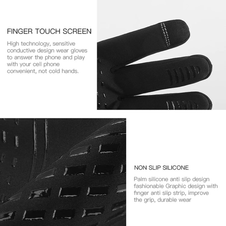 Kyncilor Waterproof Cycling Warm Gloves Two-finger Touch Screen Ultra-soft Velvet Outdoor Gloves, Size: L