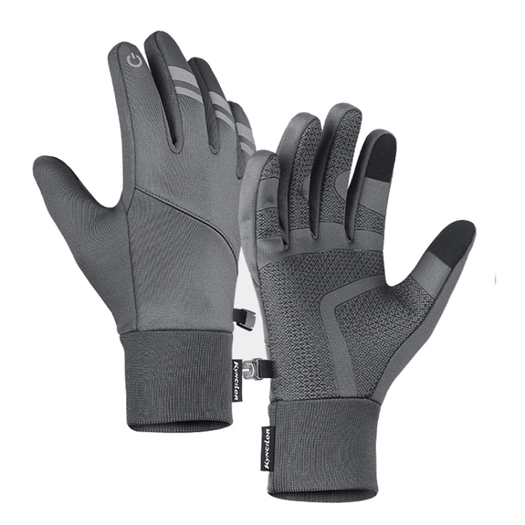 Kyncilor Velvet Warm Cycling Gloves Reflective Touch Screen Ski Water-repellent Elastic Gloves, Size: L
