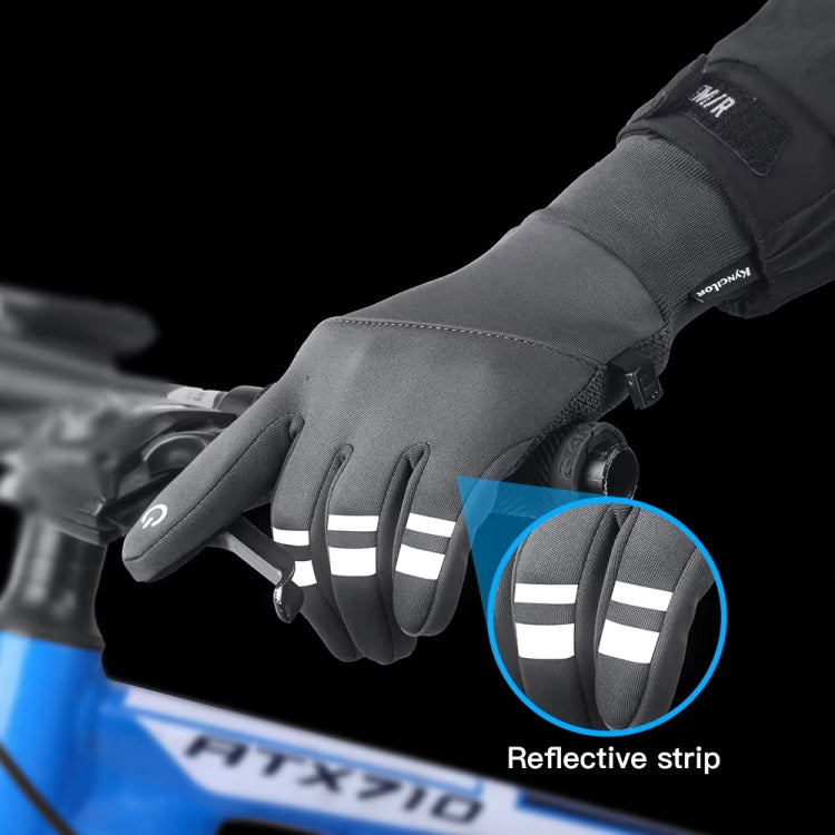 Kyncilor Velvet Warm Cycling Gloves Reflective Touch Screen Ski Water-repellent Elastic Gloves, Size: XL