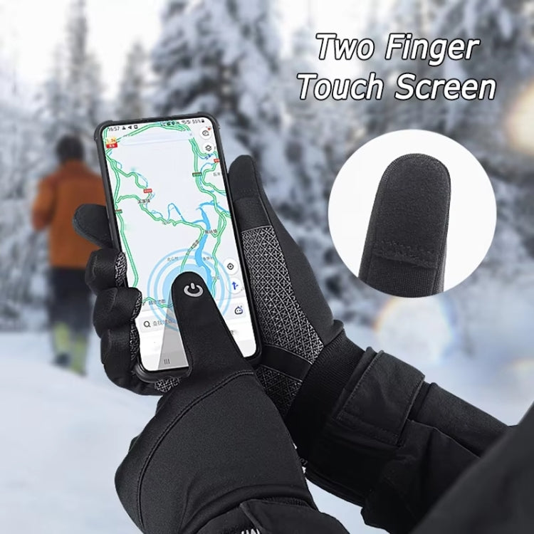 Kyncilor Velvet Warm Cycling Gloves Reflective Touch Screen Ski Water-repellent Elastic Gloves, Size: M