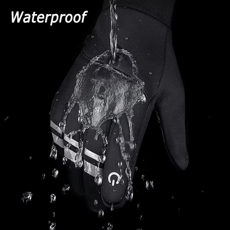 Kyncilor Velvet Warm Cycling Gloves Reflective Touch Screen Ski Water-repellent Elastic Gloves, Size: M