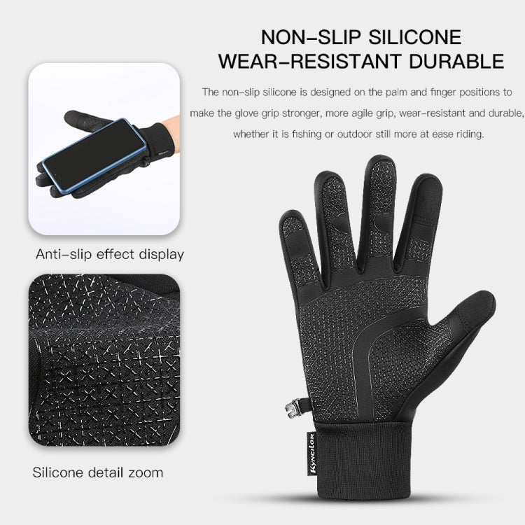 Kyncilor Velvet Warm Cycling Gloves Reflective Touch Screen Ski Water-repellent Elastic Gloves, Size: XL