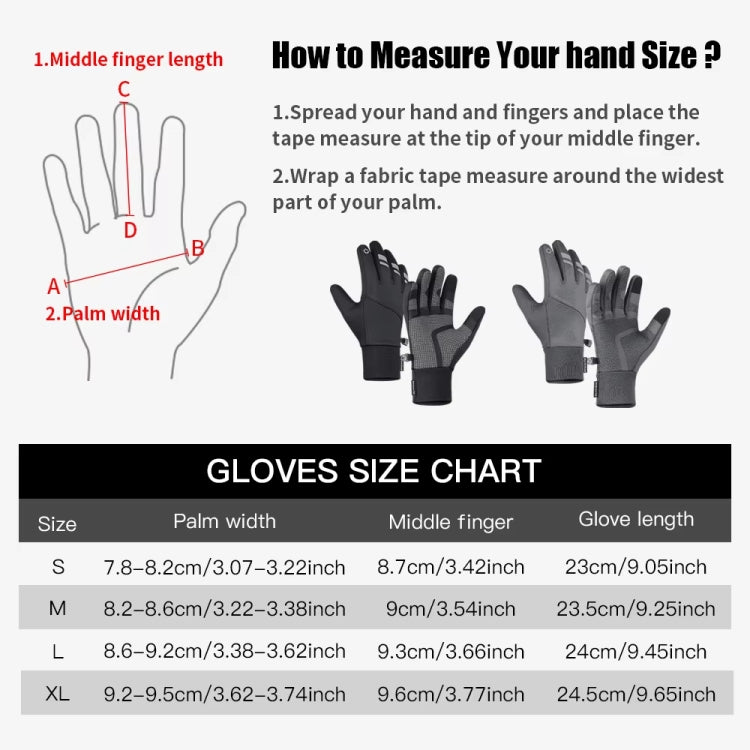 Kyncilor Velvet Warm Cycling Gloves Reflective Touch Screen Ski Water-repellent Elastic Gloves, Size: L