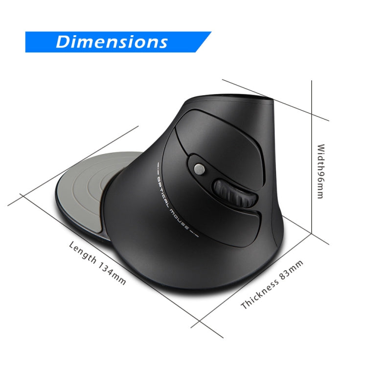 ZELOTES F17 6-buttons Vertical Grip Ergonomic Wireless Mouse - Black