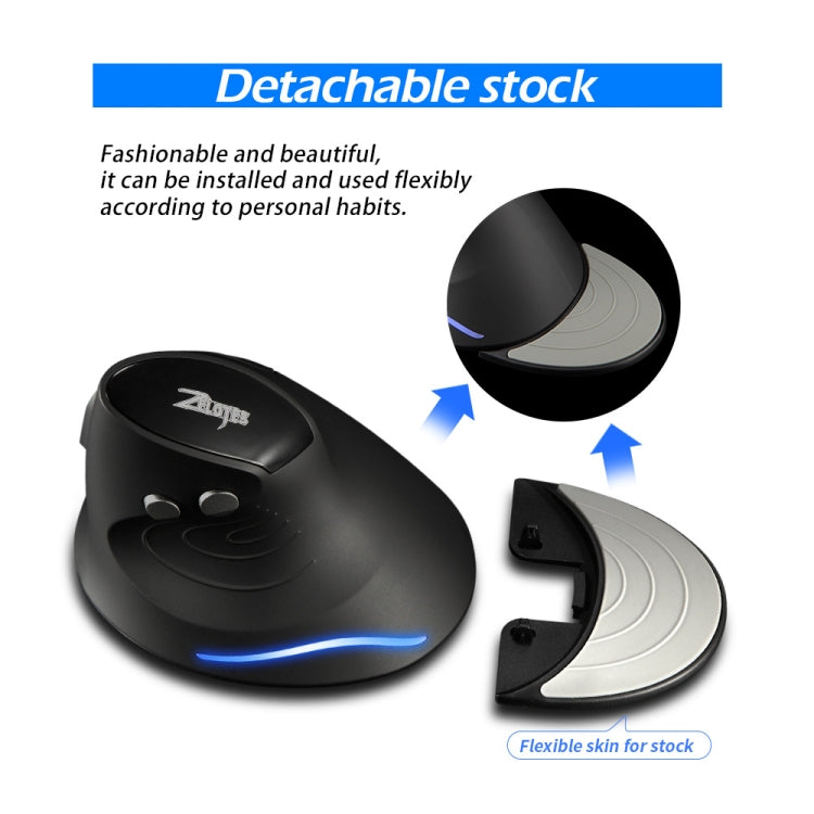 ZELOTES F17 6-buttons Vertical Grip Ergonomic Wireless Mouse - Black