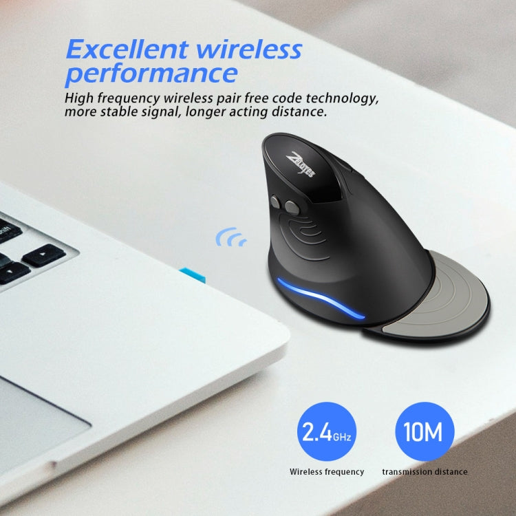 ZELOTES F17 6-buttons Vertical Grip Ergonomic Wireless Mouse - Black