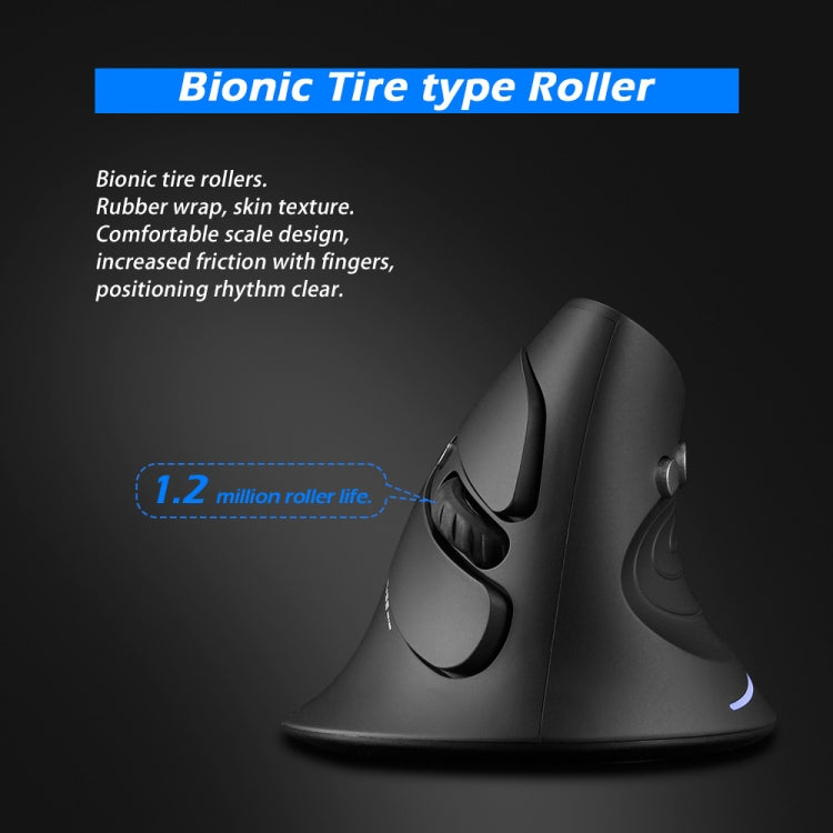 ZELOTES F17 6-buttons Vertical Grip Ergonomic Wireless Mouse - Black