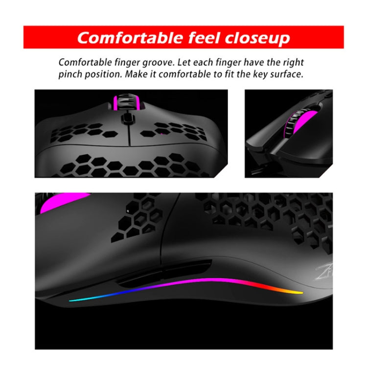 ZELOTES C7 7-buttons RGB Lighting Hollow Computer Office Wired Mouse - Black