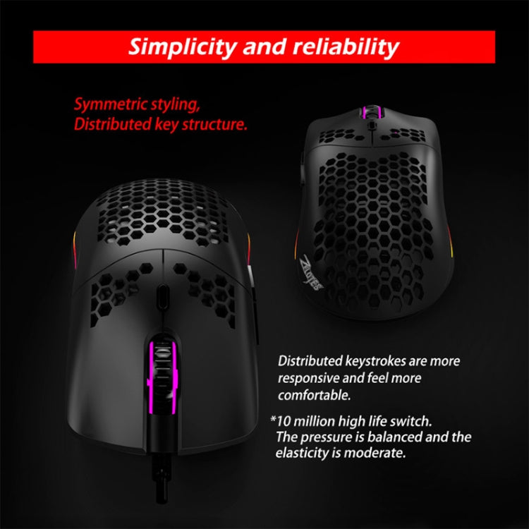 ZELOTES C7 7-buttons RGB Lighting Hollow Computer Office Wired Mouse - Black