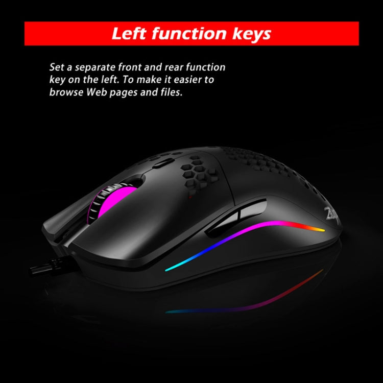 ZELOTES C7 7-buttons RGB Lighting Hollow Computer Office Wired Mouse - Black