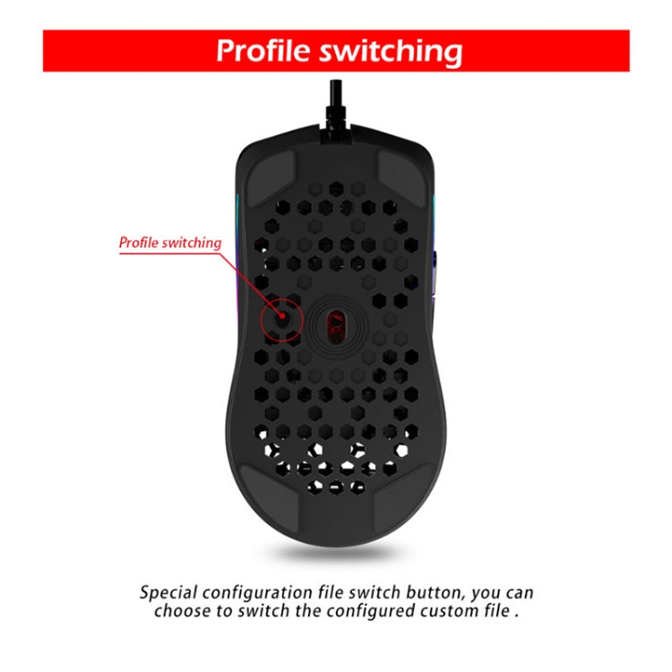 ZELOTES C7 7-buttons RGB Lighting Hollow Computer Office Wired Mouse - Black