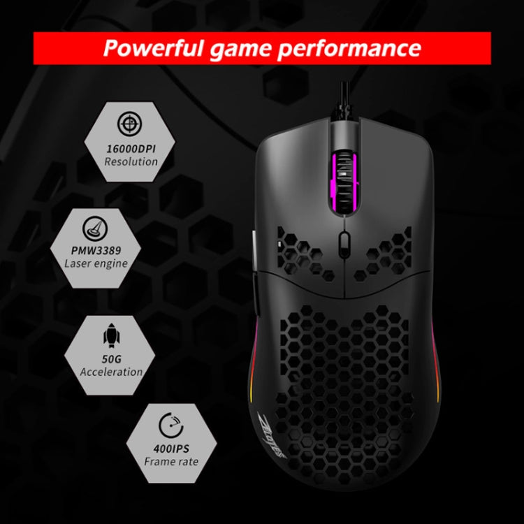 ZELOTES C7 7-buttons RGB Lighting Hollow Computer Office Wired Mouse - Black