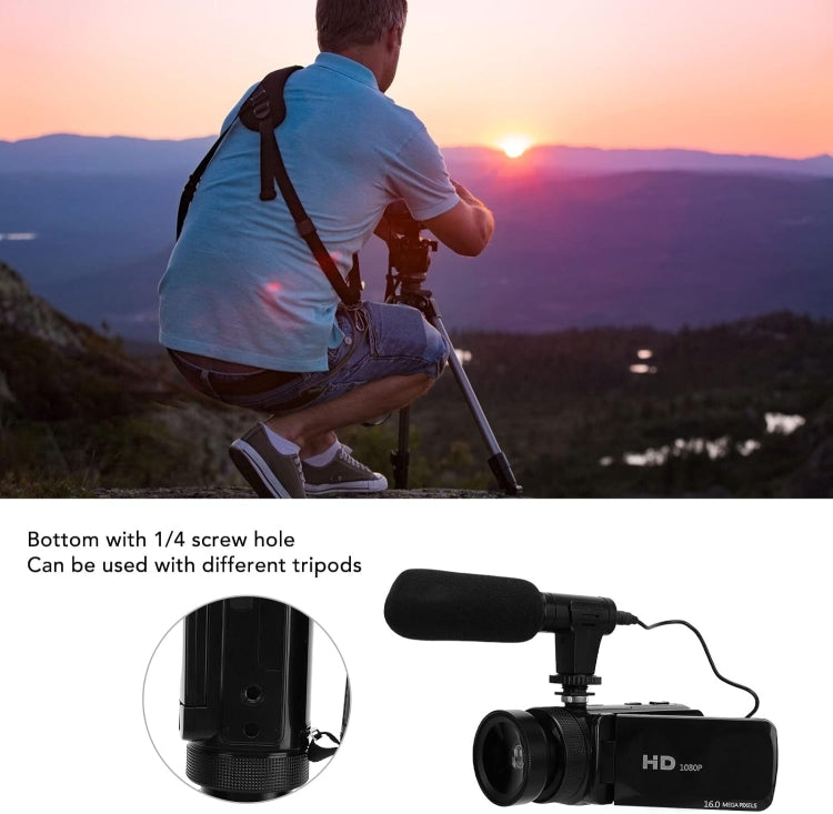 16MP 16X Digital Zoom Vlogging Camera Video Camcorder with 2.4 Inch Flip Screen, Spec: With Wide Angle & Mic EU Plug
