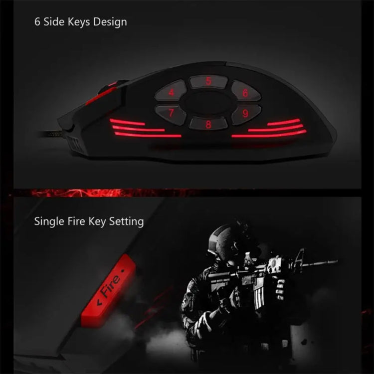 ZELOTES C12 12-buttons Ergonomic Programming Custom Gaming Wired Mouse - Black