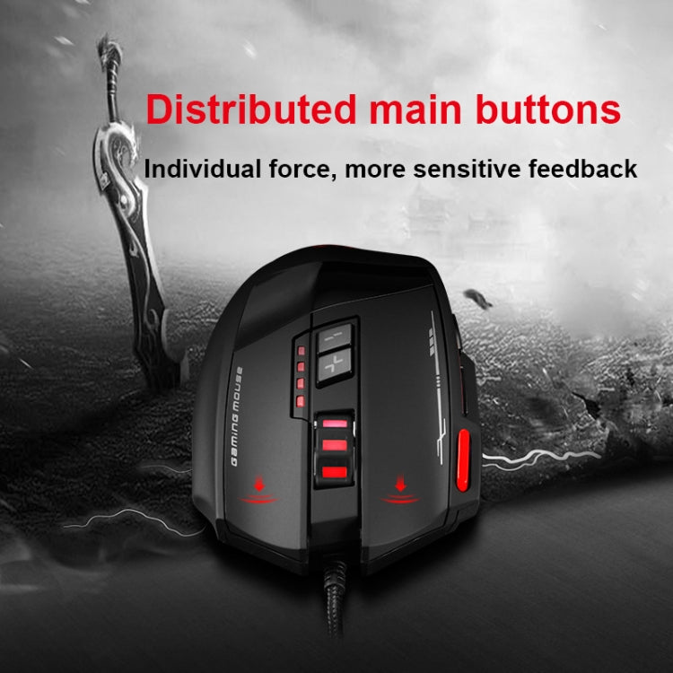 ZELOTES C19 12-Keys Ergonomic Programming Custom Wired Mouse - Black