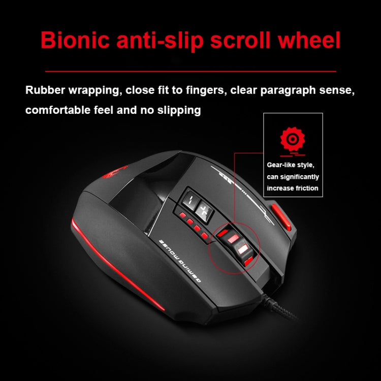 ZELOTES C19 12-Keys Ergonomic Programming Custom Wired Mouse - Black