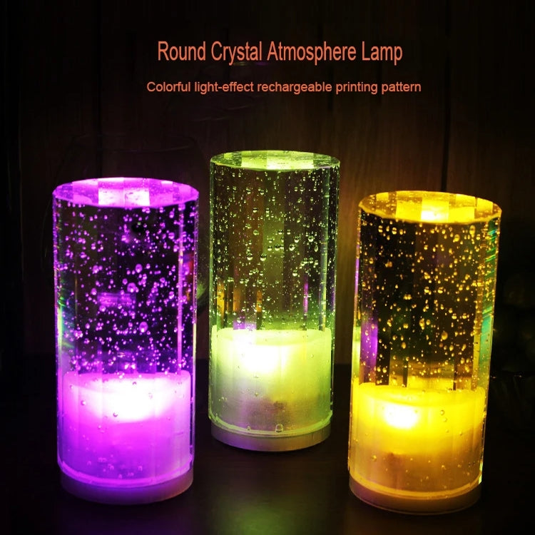USB Charging LED Round Bar Crystal Lamp KTV Atmosphere Decorative Light, Color: Purple
