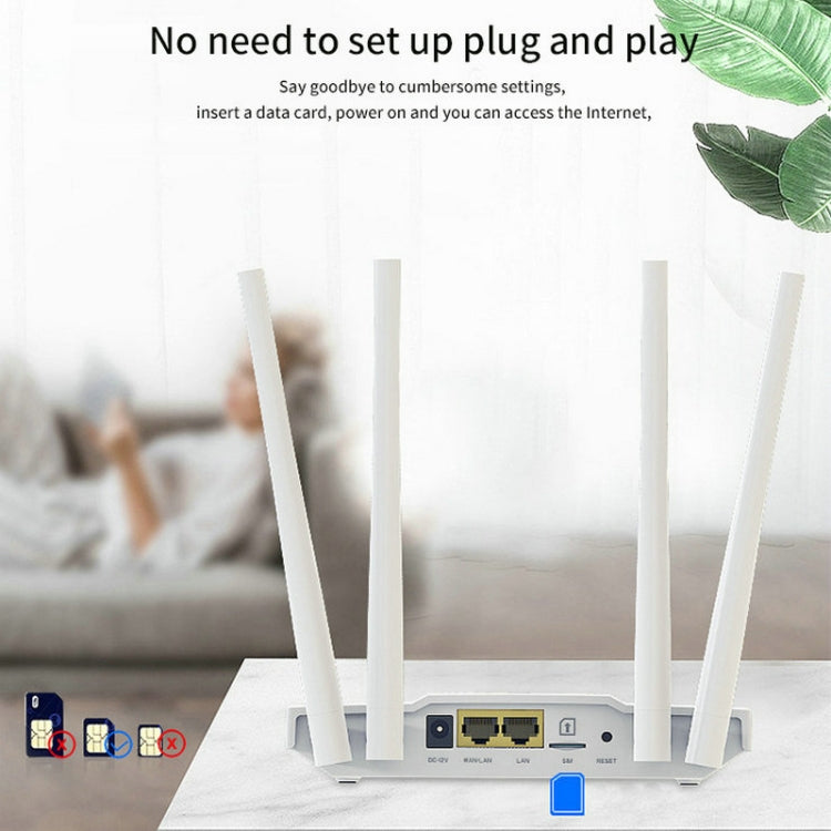 4G Wireless SIM Card Router 4G Hotspot Sharing Mobile CPE Full Netcom, EU Plug - 白色