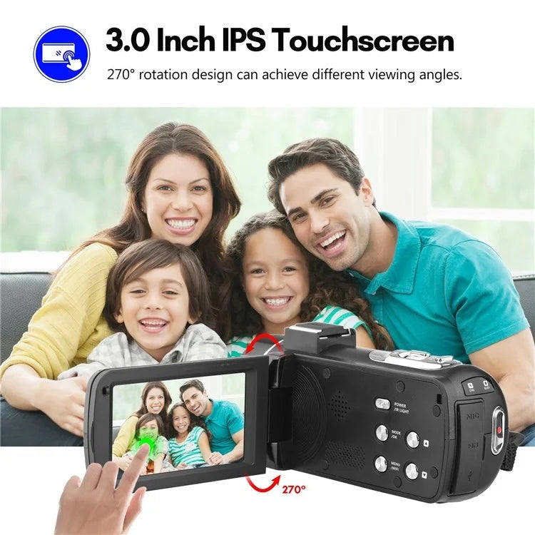 4K  Digital Video Camera 3 Inch IPS Touch Screen 56MP 18X Digital Zoom WiFi Camcorder, Spec: Standard
