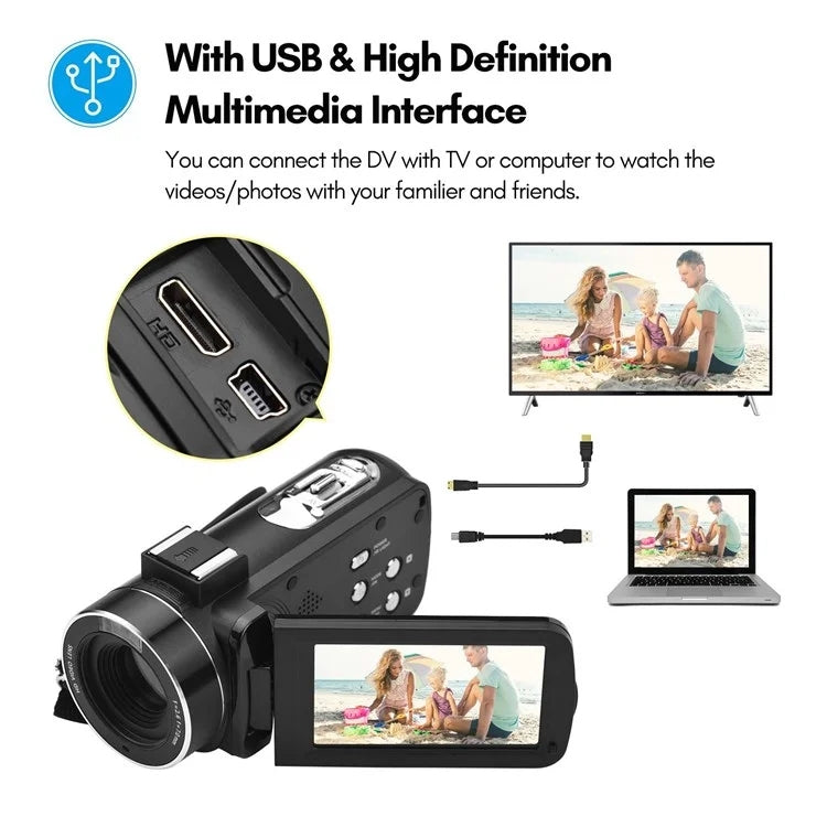 4K  Digital Video Camera 3 Inch IPS Touch Screen 56MP 18X Digital Zoom WiFi Camcorder, Spec: Standard