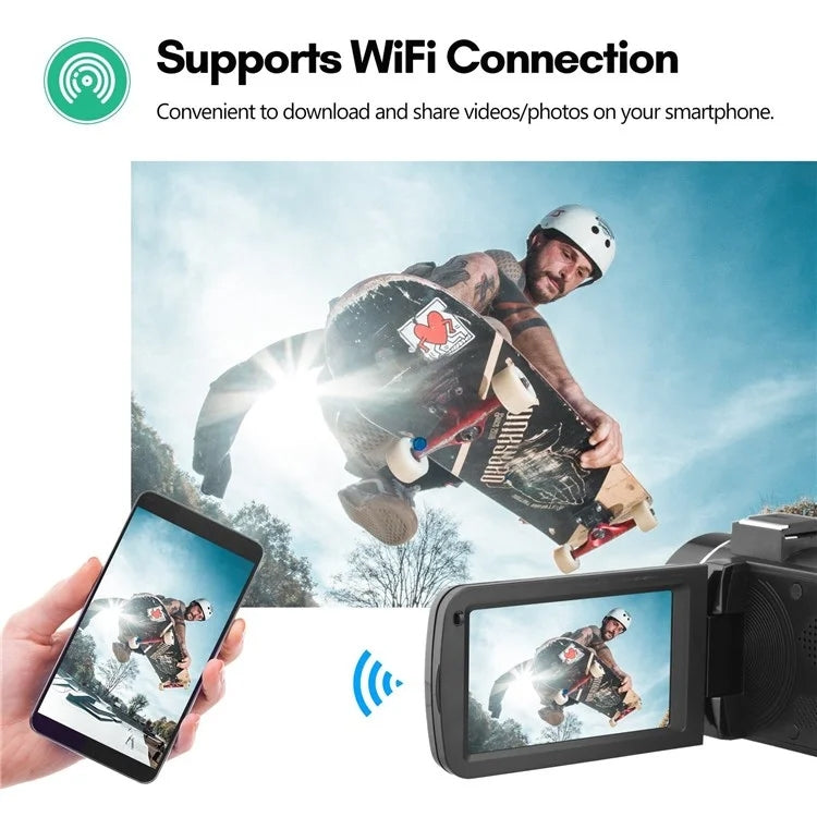 4K  Digital Video Camera 3 Inch IPS Touch Screen 56MP 18X Digital Zoom WiFi Camcorder, Spec: Standard