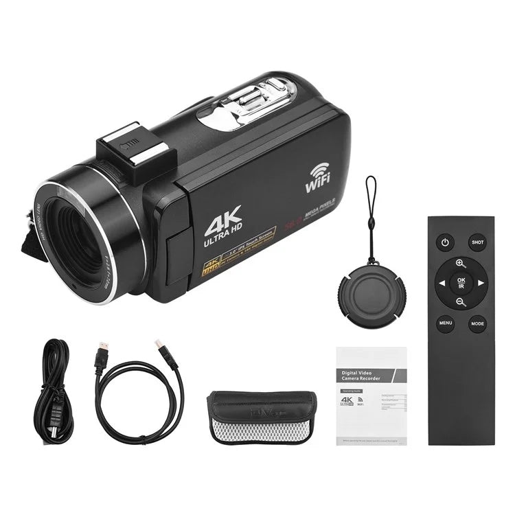 4K  Digital Video Camera 3 Inch IPS Touch Screen 56MP 18X Digital Zoom WiFi Camcorder, Spec: Standard