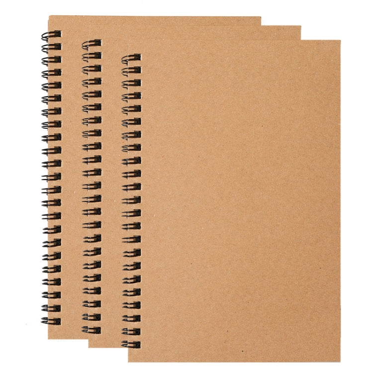 3pcs Thickened Kraft Paper Coil Notebook Student Diary Workbook, Spec: A5