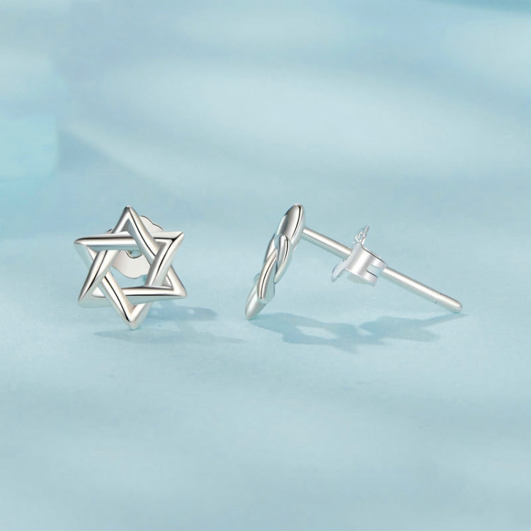 S925 Sterling Silver Oxidized Six-pointed Star Earrings, Model: SCE1809