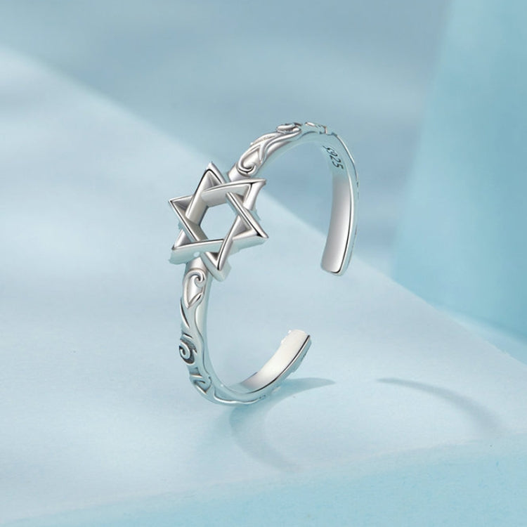 S925 Sterling Silver Oxidized Six-pointed Star Earrings, Model: SCR1078-E