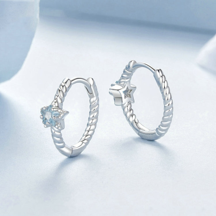 S925 Sterling Silver Zircon Star Earrings - BSE1090