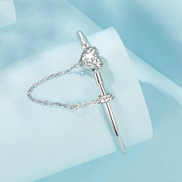 S925 Sterling Silver Oxidized Retro Heart Pattern Bracelet, Size: 17cm