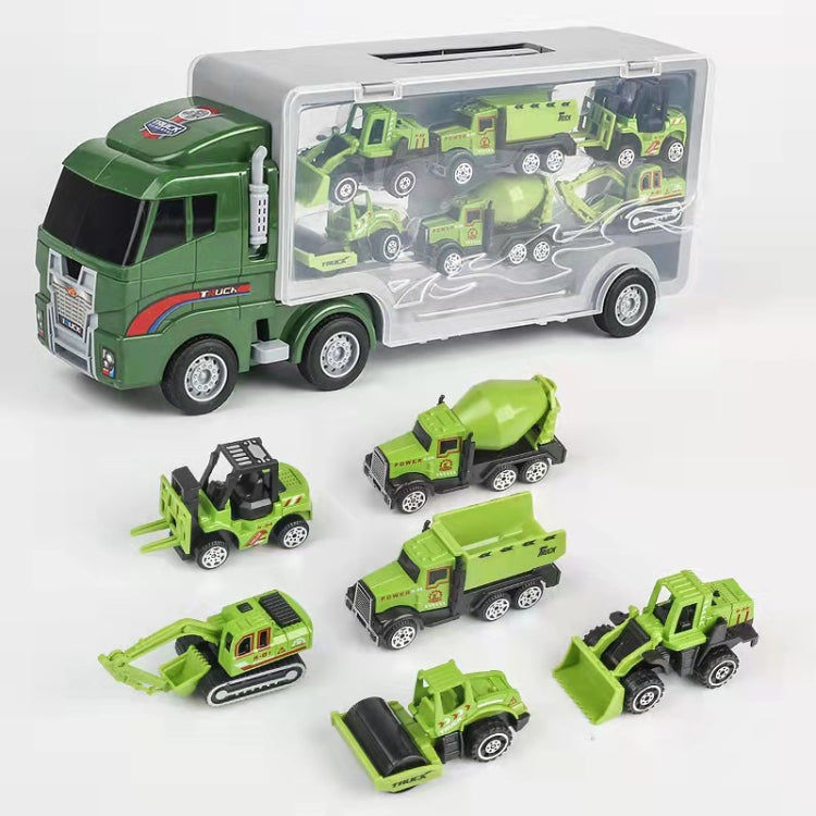 Children Storage Container Truck Model With Six Alloy Cars Simulation Engineering Fire Fleet Toy Gift, Style: Farm Convoy