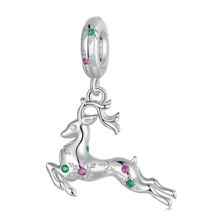 S925 Sterling Silver Christmas Smart Elk Pendant Jewelry Beads - BSC1066