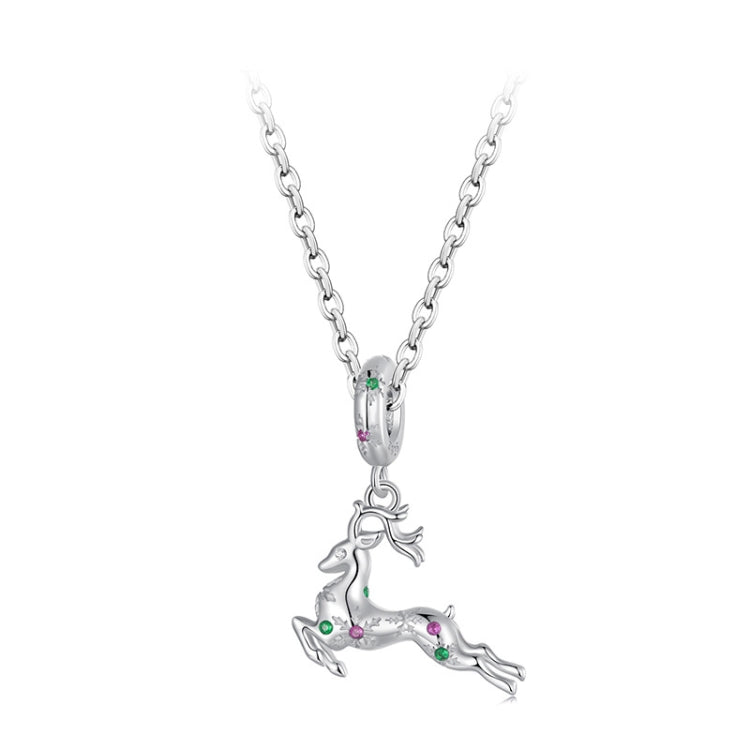 S925 Sterling Silver Christmas Smart Elk Pendant Jewelry Beads - BSC1066