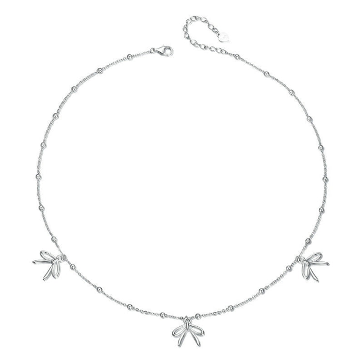 S925 Sterling Silver Platinum-plated Playful Bow Necklace - SCN529