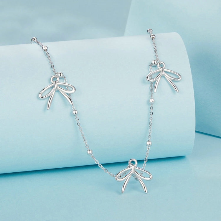 S925 Sterling Silver Platinum-plated Playful Bow Necklace - SCN529