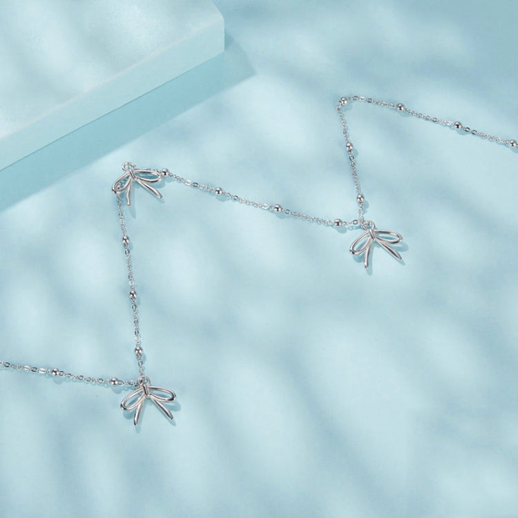 S925 Sterling Silver Platinum-plated Playful Bow Necklace - SCN529