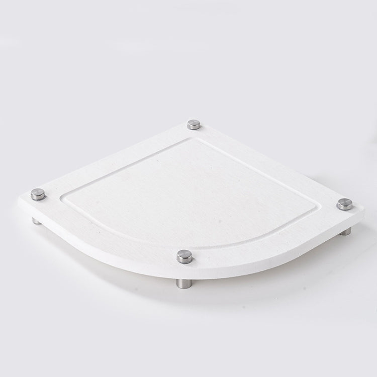 Bathroom Countertop Drying Mat Diatomite Water-Absorbent Quick-Drying Coaster Fan Shaped Drainage Mat, Color: S01 White - 21x21cm