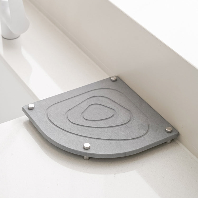 Bathroom Countertop Drying Mat Diatomite Water-Absorbent Quick-Drying Coaster Fan Shaped Drainage Mat, Color: S05 Dark Gray - 21x21cm