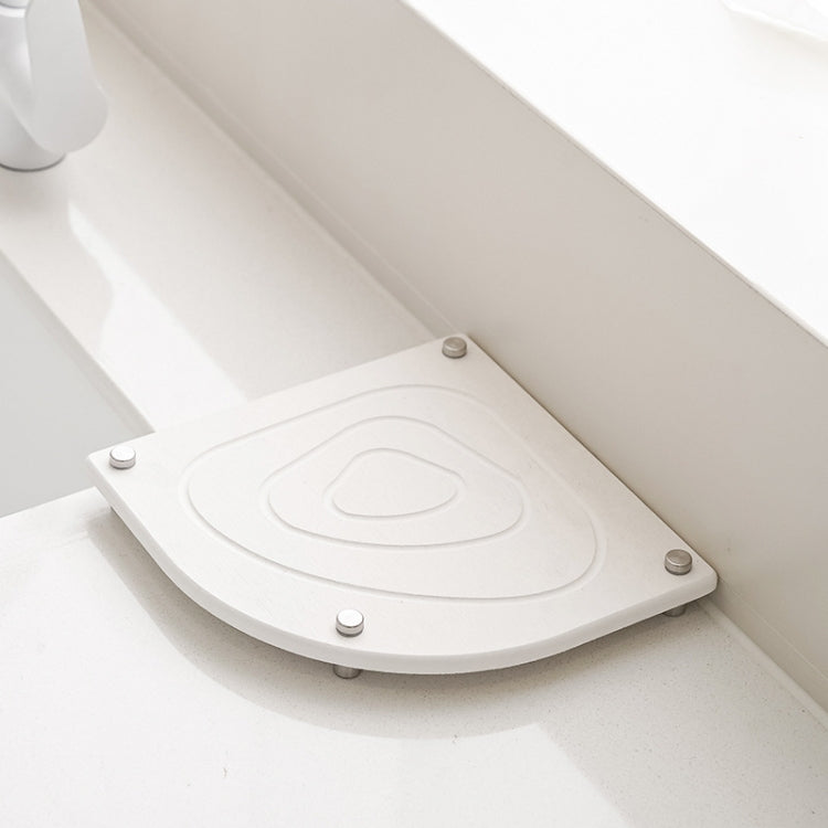 Bathroom Countertop Drying Mat Diatomite Water-Absorbent Quick-Drying Coaster Fan Shaped Drainage Mat, Color: S05 White - 21x21cm