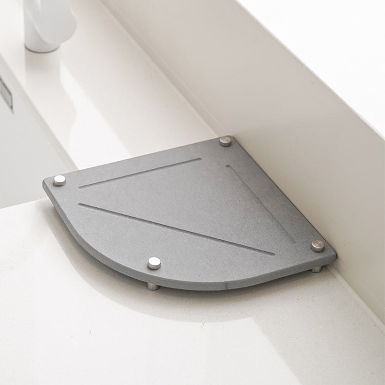 Bathroom Countertop Drying Mat Diatomite Water-Absorbent Quick-Drying Coaster Fan Shaped Drainage Mat, Color: S06 Dark Gray - 21x21cm