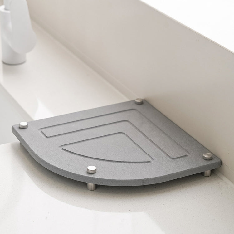 Bathroom Countertop Drying Mat Diatomite Water-Absorbent Quick-Drying Coaster Fan Shaped Drainage Mat, Color: S09 Dark Gray - 21x21cm