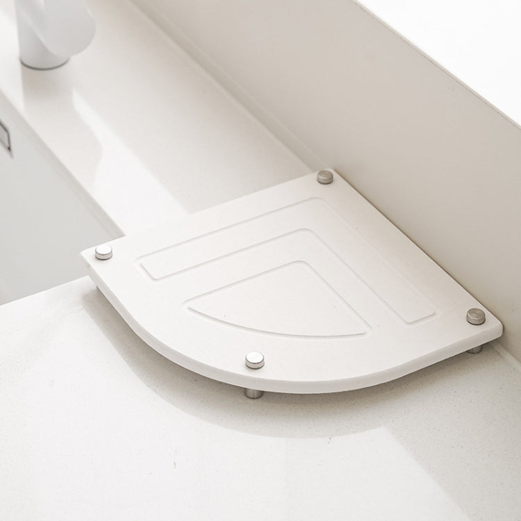 Bathroom Countertop Drying Mat Diatomite Water-Absorbent Quick-Drying Coaster Fan Shaped Drainage Mat, Color: S09 White - 21x21cm
