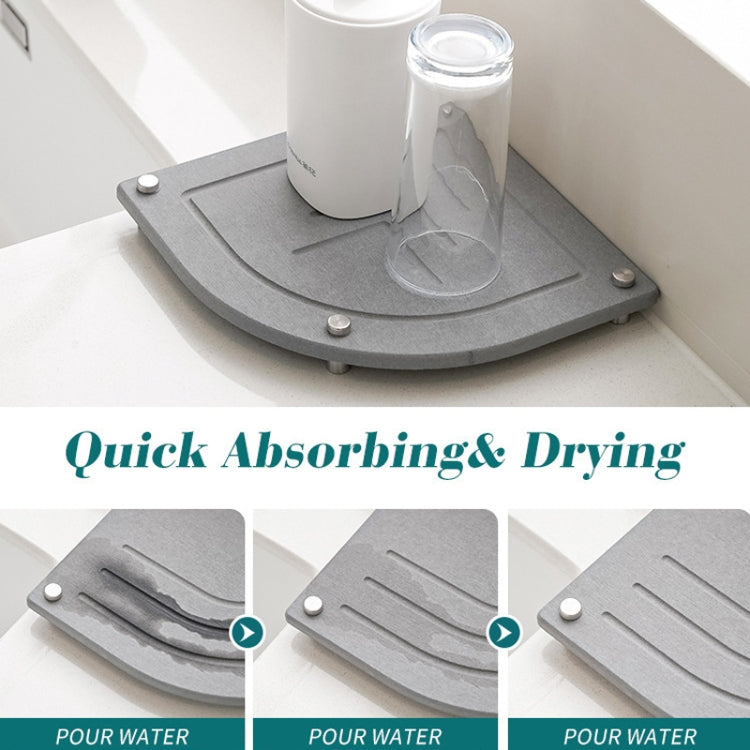 Bathroom Countertop Drying Mat Diatomite Water-Absorbent Quick-Drying Coaster Fan Shaped Drainage Mat, Color: S01 White - 21x21cm