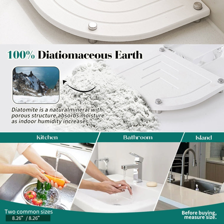 Bathroom Countertop Drying Mat Diatomite Water-Absorbent Quick-Drying Coaster Fan Shaped Drainage Mat, Color: S09 Dark Gray - 21x21cm