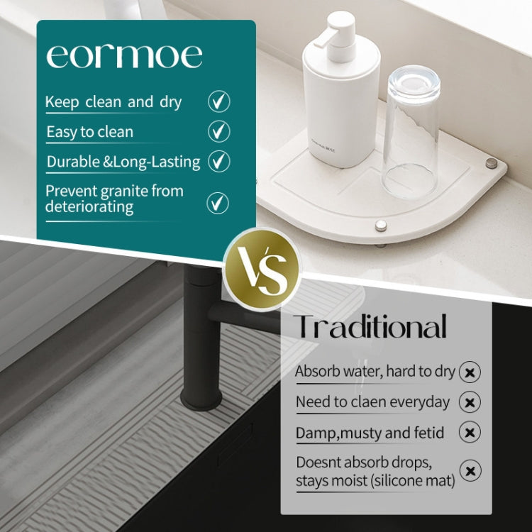 Bathroom Countertop Drying Mat Diatomite Water-Absorbent Quick-Drying Coaster Fan Shaped Drainage Mat, Color: S05 White - 21x21cm